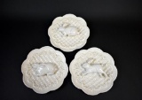 Set of Three Ganz Ceramic White Rabbit Wall Plaques with Scalloped Edges