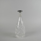 Pressed Glass Decanter with Silver Plated Stopper Monogrammed “P”
