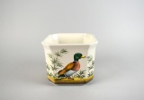 Hand Painted Octagonal Planter with Mallard Duck Theme, Italy