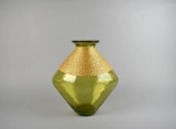 Large Green Decorative Vase with Rope Trim, Spain