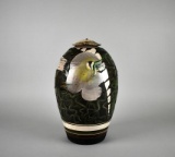 Jamie Davis Studio Art Pottery Raku Lidded Vase, Marked