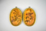 Pair of Oval Borghese Roses Small Wall Plaques
