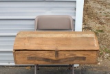 Antique Primitive Hand Made Pine Toolbox, Leather Handle Strap