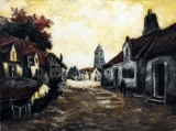 Neubacher (XX-XXI) German School, Village Street, Tinted Etching, Signed