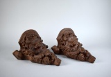 Pair of Brown Resin Ornate Wall Sconces