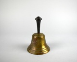 Vintage Monogrammed Brass Bell with Wooden Handle