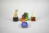 Lot of Four Trinket Boxes: Passport, Camera, Cat, & Dog