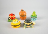 Lot of Five Trinket Boxes: Turtle, Hat, Ladybug, Pumpkin, & Frog