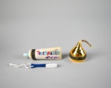 Lot of Two Trinket Boxes & Miniature Toothbrush: Hershey Kiss & Toothpaste Tube