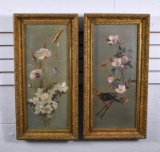 Unsigned (XIX-XX) Antique Pair of Oil on Canvas Panels in Gilt Wooden Frames
