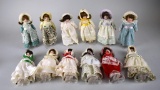 Lot of Twelve Gorham Dolls of the Month on Standard Stands