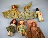 Lot of Six Vintage Story Book Dolls with Sleep Eyes Lot 491