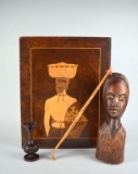 Lot of African or Caribbean Themed Wooden Folk Art Items