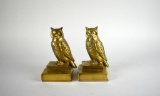 Pair of Cast Brass Owl Bookends