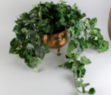Faux Vine in Footed Hammered Copper & Brass Pot