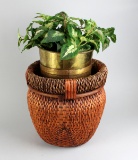 Faux Greenery in Chinese Woven Basket