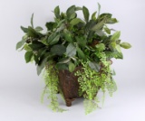 Faux Greenery in Bronze Finish Metal Planter