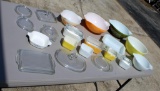 Mixed Lot of Pyrex & Corning Ware Mixing Bowls, Refrigerator Containers, Cookware & Lids