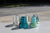 Five Glass Electrical Insulators: Hemingray & Whitall Tatum