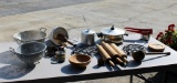 Large Lot of Vintage Collectible Metal & Wood Kitchen Ware