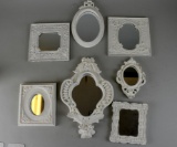 Grouping of Seven Small White Plaster Framed Wall Mirrors