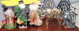 Lot of Four Decorative Santas & One Metal Reindeer & HDX Storage Crate