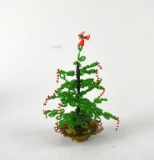 Antique Hand Beaded Christmas Tree Miniature