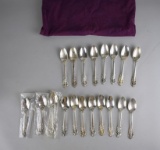 Set of 19 Wallace Grande Baroque Sterling Silver Teaspoons