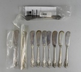 Set of 9 Wallace Grande Baroque Sterling Silver Individual Butter Knives and 1 Master Butter Knife