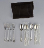 Wallace Grande Baroque Sterling Silver Four Cake Forks and Four Child Spoons