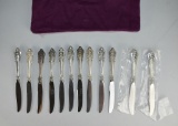 Set of 12 Wallace Grande Baroque Sterling Silver Handle Dinner Knives