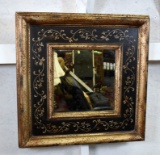 Black and Gilt Wall Mirror with Vine Motif