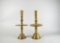 Pair of Tall Engraved Brass Candlesticks, Siam