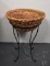Rattan Basket on Black Wrought Iron Stand