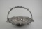 Silver Plate Footed Repousse Bridal Basket with Handle, Fruit / Foliage Pattern