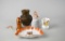 Five Small Decorative Pieces: Papier Mache Bell, Japan Lady Bell, & Others