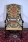 French Baroque Carved Oak Arm Chair, 17th Century, Tapestry Upholstery