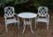 White Finish Aluminum Patio Cafe Set, Table and Two Chairs