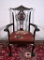 Late 18th Century American Chippendale Arm Chair, Embroidered Seat