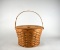 Round Langaberger Sewing Basket with Leather Hinges & Three Liner Inserts, 1987