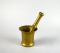 Antique Circa 1840 Heavy Solid Brass Mortar & Pestal, Marked “10”