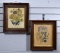 Pair of Antique Botanical Lithographs in Antique Walnut Frames
