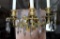 Gilt Metal & Crystal Prisms Three-Arm Candle Sconce