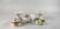 Lot Five Hand Painted Japanese Ceramics: Composes, Box, Pin Cushion, & Bowl