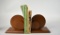 Pair of Wooden Art Deco Bookends with Five Vintage Publications