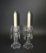 Pair of Antique Crystal Candlesticks with Drip Bobeches & Prisms