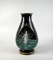 Large 15” Tall Antique Victorian Mary Gregory Black Glass Vase, Finely Hand Painted