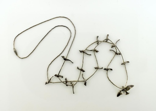 Vintage Sterling Silver Native American 30” Fetish Necklace