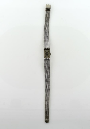 Fine Vintage Gruen 17 Jewel Precision Ladies Watch, White Gold Filled Case & Bracelet with Diamonds