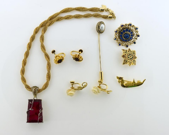 Lot of Vintage Costume Jewelry: Sarah Cov, Coro, Gold-Filled, Enameled & More